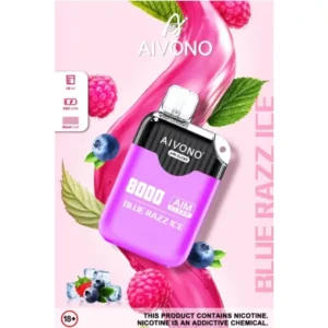 Aivono 8000 - Nicotine Free 0% - BLUE RAZZ ICE 0% - RECHARGEABLE